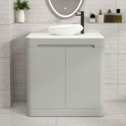 Royal Bathrooms Venice 800mm Dove Grey Freestanding Bathroom Countertop Vanity Unit 2 Door With Nova Basin - thumbnail 1