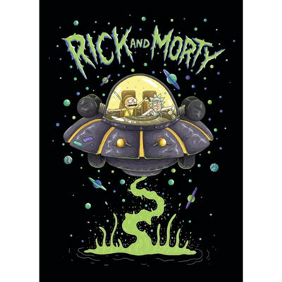 Rick And Morty Ufo Space Cruiser Fleece Blanket Multicoloured (150Cm X 100Cm) - image 1