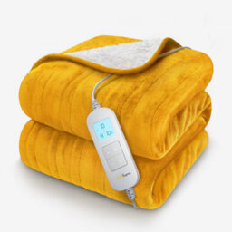 Cosi Home Fleece & Sherpa Electric Heated Throw - Mustard - thumbnail 3