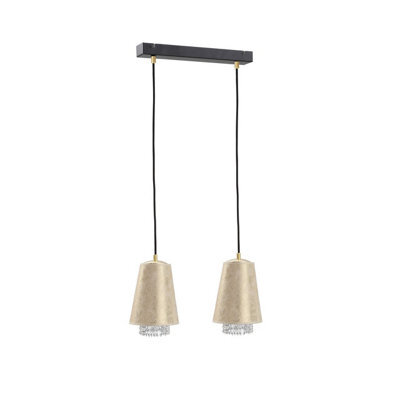 Luminosa Lighting Luminosa Molly Bar Pendant Ceiling Light Crystal Gold, 50Cm, 2X E27
