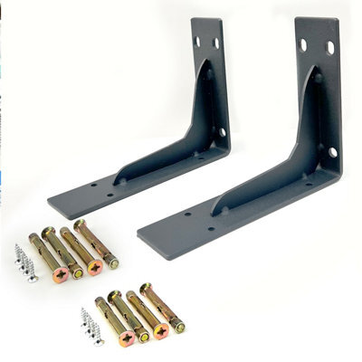 Highdecora 187mm Iron L Shelf Brackets, Wall Mounted Shelf Support, Industrial Wall Hanging For Furniture, Black 7.4 Inch. - image 1