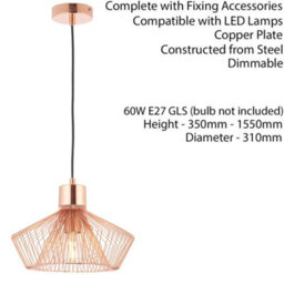 Hanging Ceiling Pendant Light Modern Copper Wire Shade Designer Lamp Bulb Holder - thumbnail 2