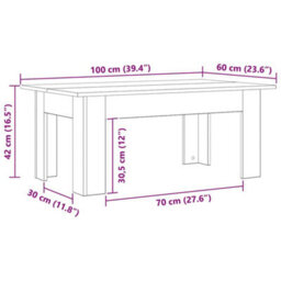 Berkfield Black Oak Coffee Table, 100 X 60 X 42 Cm, Made From Engineered Wood - thumbnail 9