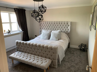 Stratus Interiors Carrington Wing Back Chesterfield Tall Headboard & Footboard Bed Frame - Add Professional Assembly & Delivery- Single - No Storage - image 1