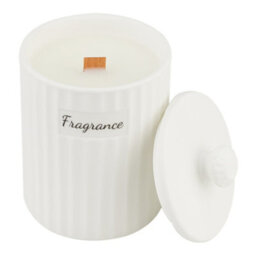 Living And Home Gardenias Scented Soy Wax Candle With Crackling Wooden Wick In Elegant White Ceramic Jar - thumbnail 5