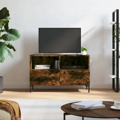 Berkfield Tv Cabinet Smoked Oak 80X36X50 Cm Engineered Wood - image 1