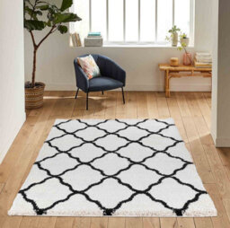 Moroccan Berber Shaggy Rugs Living Room Bold Trellis Stone 80X150 Cm - thumbnail 2
