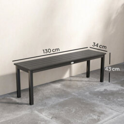 Outsunny Metal Garden Bench Loveseat With Wood-Effect Slatted Seat, Grey - thumbnail 3