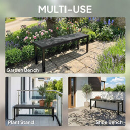 Outsunny Metal Garden Bench Loveseat With Wood-Effect Slatted Seat, Grey - thumbnail 7