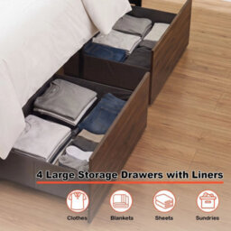 King Size Bed Frame With Led Lights & Charging Station For Bedroom - thumbnail 6