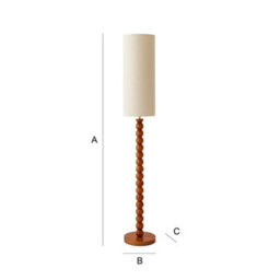 Valuelights Wyatt Natural Linen Tall Lamp Shade Walnut Wood Bobbin Floor Lamp With Led Bulb - thumbnail 7