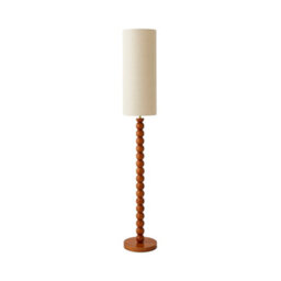Valuelights Wyatt Natural Linen Tall Lamp Shade Walnut Wood Bobbin Floor Lamp With Led Bulb - thumbnail 8