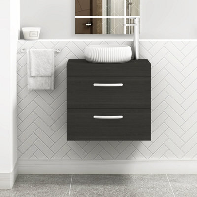 Royal Bathrooms Turin 500mm Wall Mounted Bathroom Vanity Unit With Sink 2 Drawer Hale Black & Milan Countertop Basin - image 1