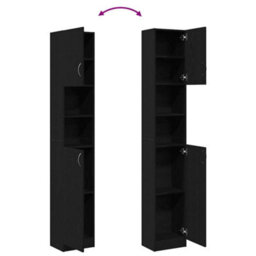 Berkfield Bathroom Cabinet Black Oak 32X25.5X190 Cm Engineered Wood - thumbnail 9