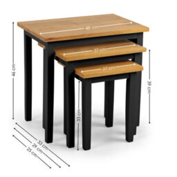 Oakham Invermere Two Tone Black And Oak Nest Of Tables - thumbnail 6