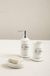Orsina Stoneware Soap Dispenser,smooth Bathroom Soap Dispenser With Printed Label,refillable Dispenser Soap - thumbnail 2