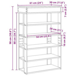 Berkfield Shoe Rack Old Wood 60X30X98 Cm Engineered Wood - thumbnail 9