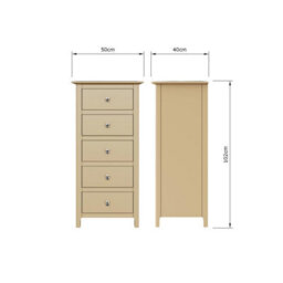 Fwstyle Pair Of Putty Palma 5 Drawer Chest Of Drawers Ready Assembled - thumbnail 4