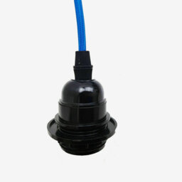 Ledsone E27 Plug-In Lamp Holder, Industrial Pendant Light With Dimmer Switch, 4M Blue Fabric Cable - thumbnail 7