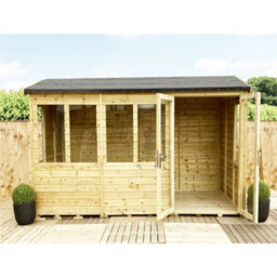 Marlborough - 9 X 11 Reverse Pressure Treated T&g Apex Summerhouse + Double Doors + Lock & Key (9 X 11' / (9 X 11Ft) (9X11) - thumbnail 8