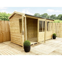 Marlborough - 9 X 11 Reverse Pressure Treated T&g Apex Summerhouse + Double Doors + Lock & Key (9 X 11' / (9 X 11Ft) (9X11) - thumbnail 1