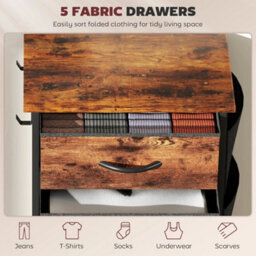 Fabric Chest Of Drawers, 5 Drawer Dresser For Bedroom, Rustic Brown - thumbnail 4