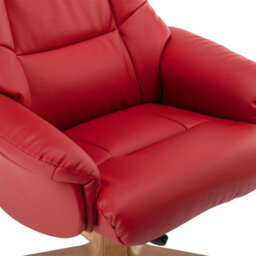 Morris Living Cairo Swivel Recliner Chair & Footstool In Cherry Plush Faux Leather - thumbnail 6