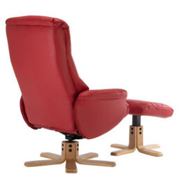 Morris Living Cairo Swivel Recliner Chair & Footstool In Cherry Plush Faux Leather - thumbnail 5