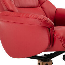 Morris Living Cairo Swivel Recliner Chair & Footstool In Cherry Plush Faux Leather - thumbnail 8