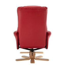 Morris Living Cairo Swivel Recliner Chair & Footstool In Cherry Plush Faux Leather - thumbnail 9