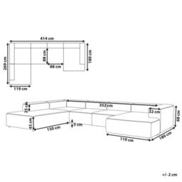 Beliani Modular Corner Sofa 5 Seater Ardal Corduroy Off-White Right Hand - thumbnail 3