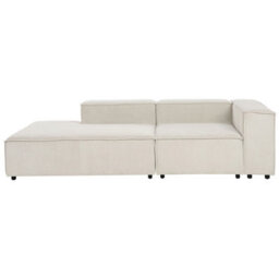 Beliani Modular Corner Sofa 5 Seater Ardal Corduroy Off-White Right Hand - thumbnail 7
