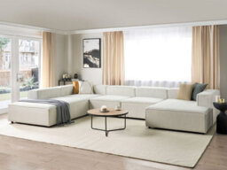 Beliani Modular Corner Sofa 5 Seater Ardal Corduroy Off-White Right Hand - thumbnail 2