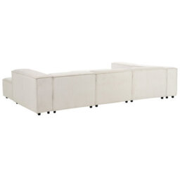 Beliani Modular Corner Sofa 5 Seater Ardal Corduroy Off-White Right Hand - thumbnail 6