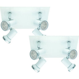 Elegant 2 Pack Ip44 Wall Flush Ceiling Light In White Chrome For Bathrooms
