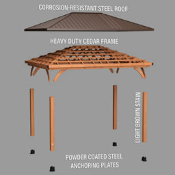 Backyard Discovery Barrington Cedar Wood Outdoor Patio Gazebo With Powerport 4.9M X 3.7M (16Ft X 12Ft) - thumbnail 6