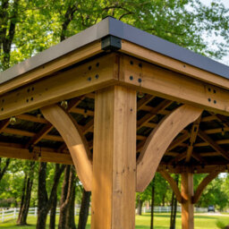 Backyard Discovery Barrington Cedar Wood Outdoor Patio Gazebo With Powerport 4.9M X 3.7M (16Ft X 12Ft) - thumbnail 4