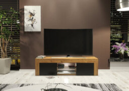 Loom Tv Unit 130Cm Dark Oak With Black Matt Doors And Led Lighting - Creative Furniture - thumbnail 6