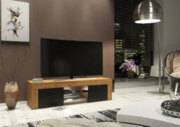 Loom Tv Unit 130Cm Dark Oak With Black Matt Doors And Led Lighting - Creative Furniture - thumbnail 9