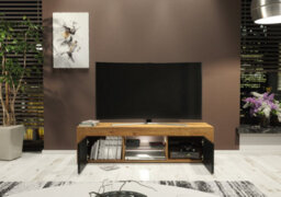 Loom Tv Unit 130Cm Dark Oak With Black Matt Doors And Led Lighting - Creative Furniture - thumbnail 7