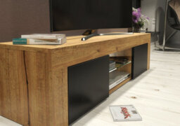 Loom Tv Unit 130Cm Dark Oak With Black Matt Doors And Led Lighting - Creative Furniture - thumbnail 8