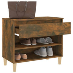 Berkfield Elegant Shoe Cabinet Smoked Oak 70X36X60 Cm Engineered Wood - thumbnail 5