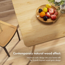 Vonhaus Dining Table & Chairs Set, 6 Seater Dinner Table With Cantilever Chairs Set, Rectangular Light Wood Effect Dining Room Set - thumbnail 5