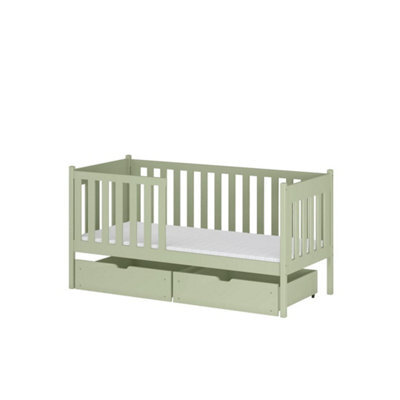 Arte Olive Wooden Single Bed With Storage 90X190Cm - Trendy Finish, Dual Drawers & Flexible Guard - image 1