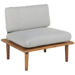 Beliani Acacia Outdoor 2 Seater Sofa Set With Side Table And Grey Cushions - Oiled Acacia, Steel Frame - thumbnail 5