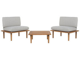 Beliani Acacia Outdoor 2 Seater Sofa Set With Side Table And Grey Cushions - Oiled Acacia, Steel Frame - thumbnail 3