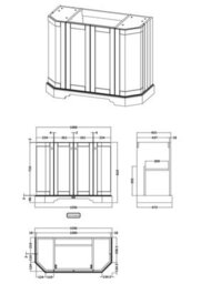 Old London Floor Standing Vanity Unit, Durable 4 Angled Door Sink Cabinet With Shelf - thumbnail 2