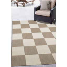 Melrose Eden County Chequered Indoor Outdoor Natural 1mm Pile Height Medium Area Rug - 120/170Cm - thumbnail 4