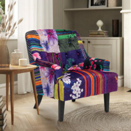 Fabric Patchwork Lydia Accent Chair - thumbnail 1