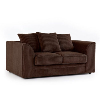 Furnishings For Less UK Luxor Jumbo Cord Chocolate Fabric 2 Seater Sofa - image 1